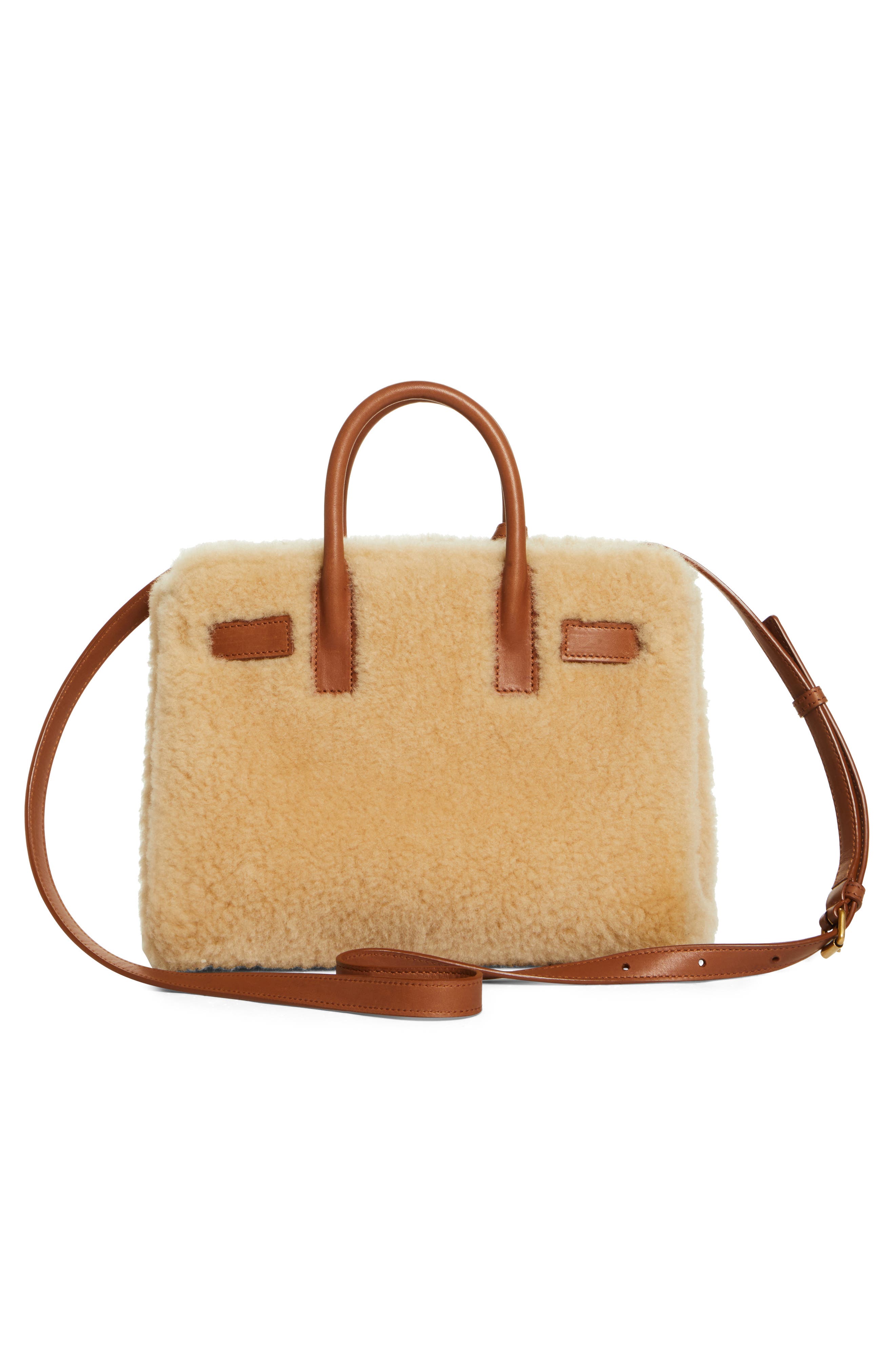 Saint Laurent Nano Sac de Jour Genuine Shearling Tote, Alternate, color, 