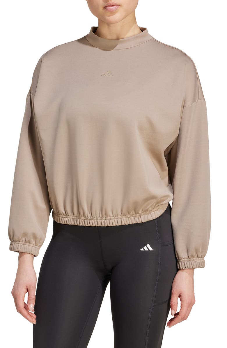 adidas Yoga Essential Sweatshirt, Main, color, Chalky Brown