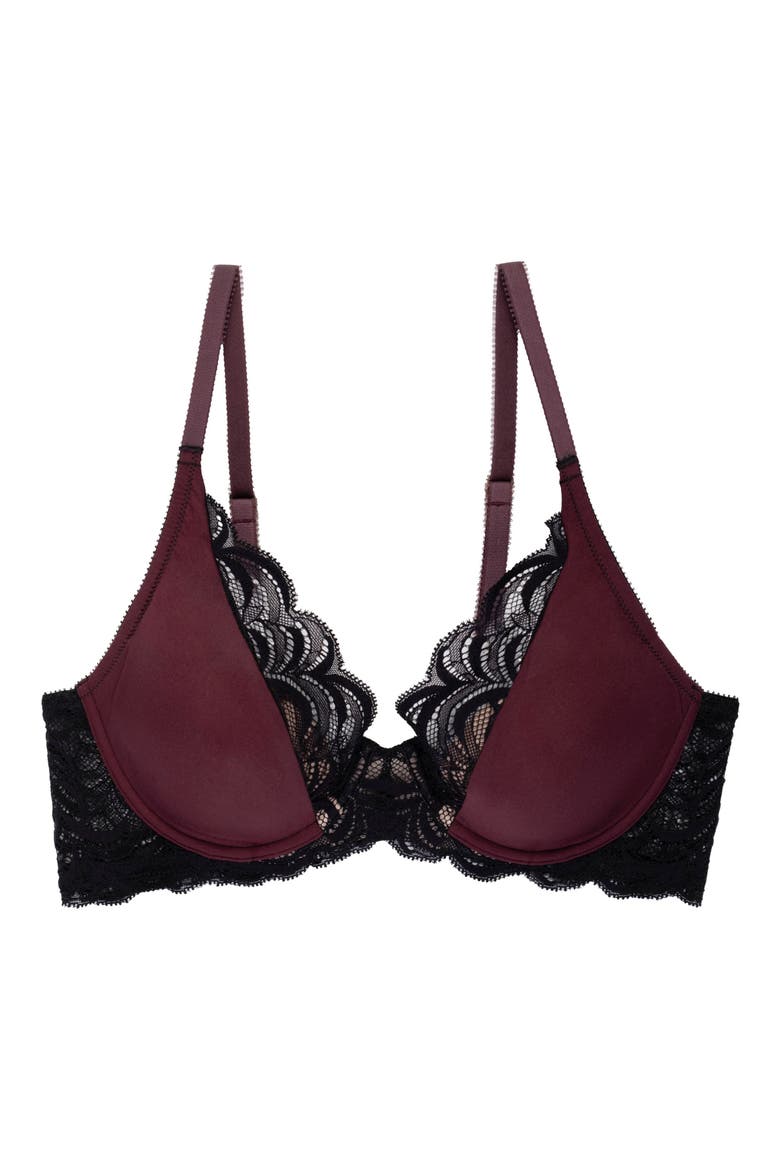 Persuasion Lace Convertible Plunge T-Shirt Bra, Alternate, color, ROYAL FIG/ BLACK