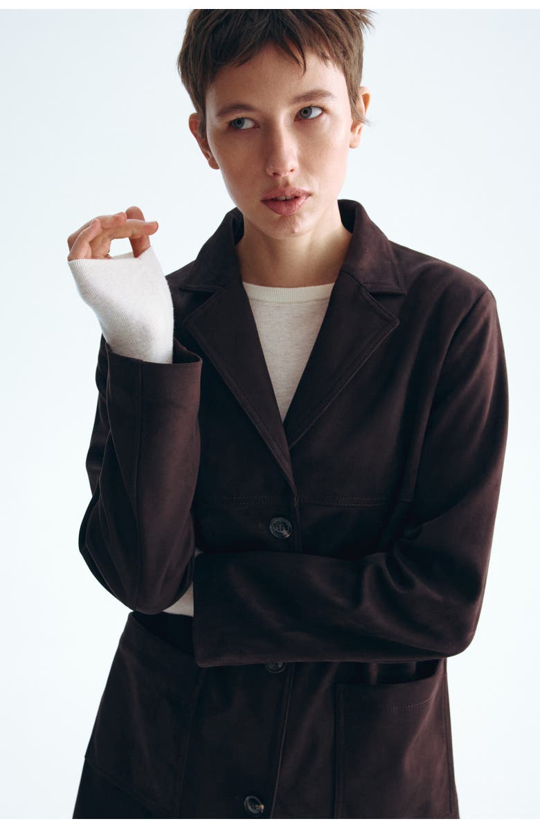 H&M Knee-length Coat, Alternate, color, Dark Brown