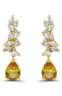 Christian Siriano New York Pear Cubic Zirconia Cluster Drop Earrings