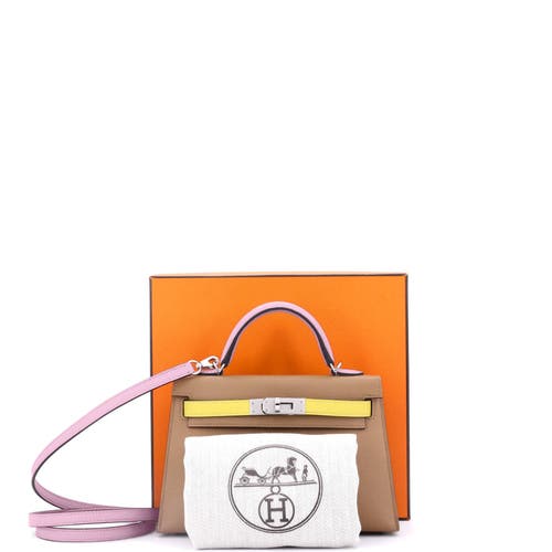Pre-owned Hermes  Hermes Kelly Mini Ii Bag Tricolor Epsom With Palladium Hardware 20 In Black