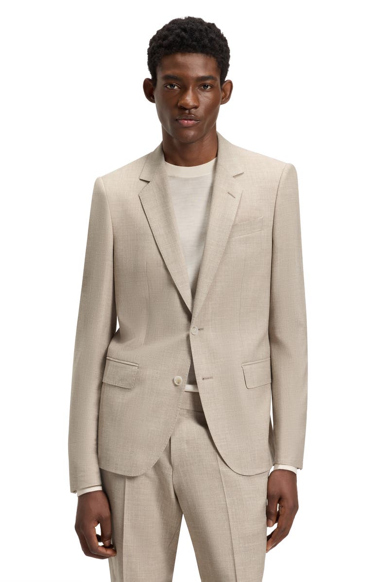 BOSS x Beckham Tan Mélange Suit, Alternate, color, Beige