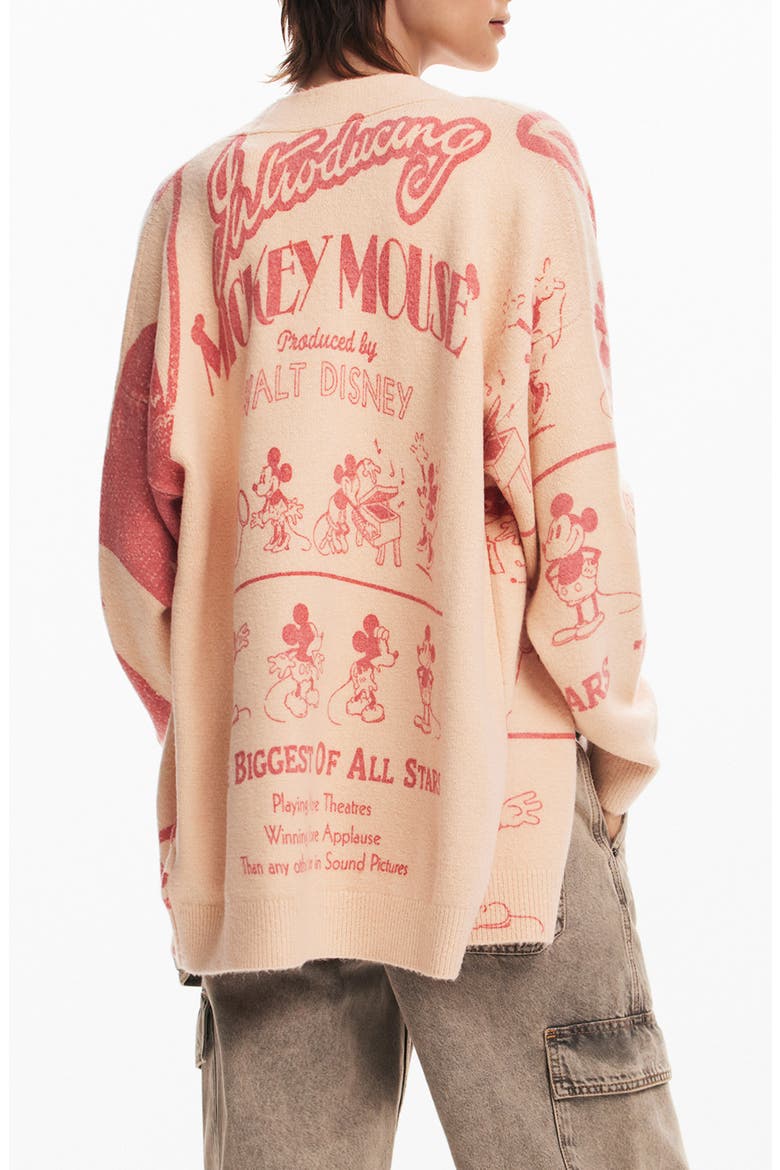 Mickey Mouse V-Neck Cardigan, Alternate, color, BEIGE/ RED