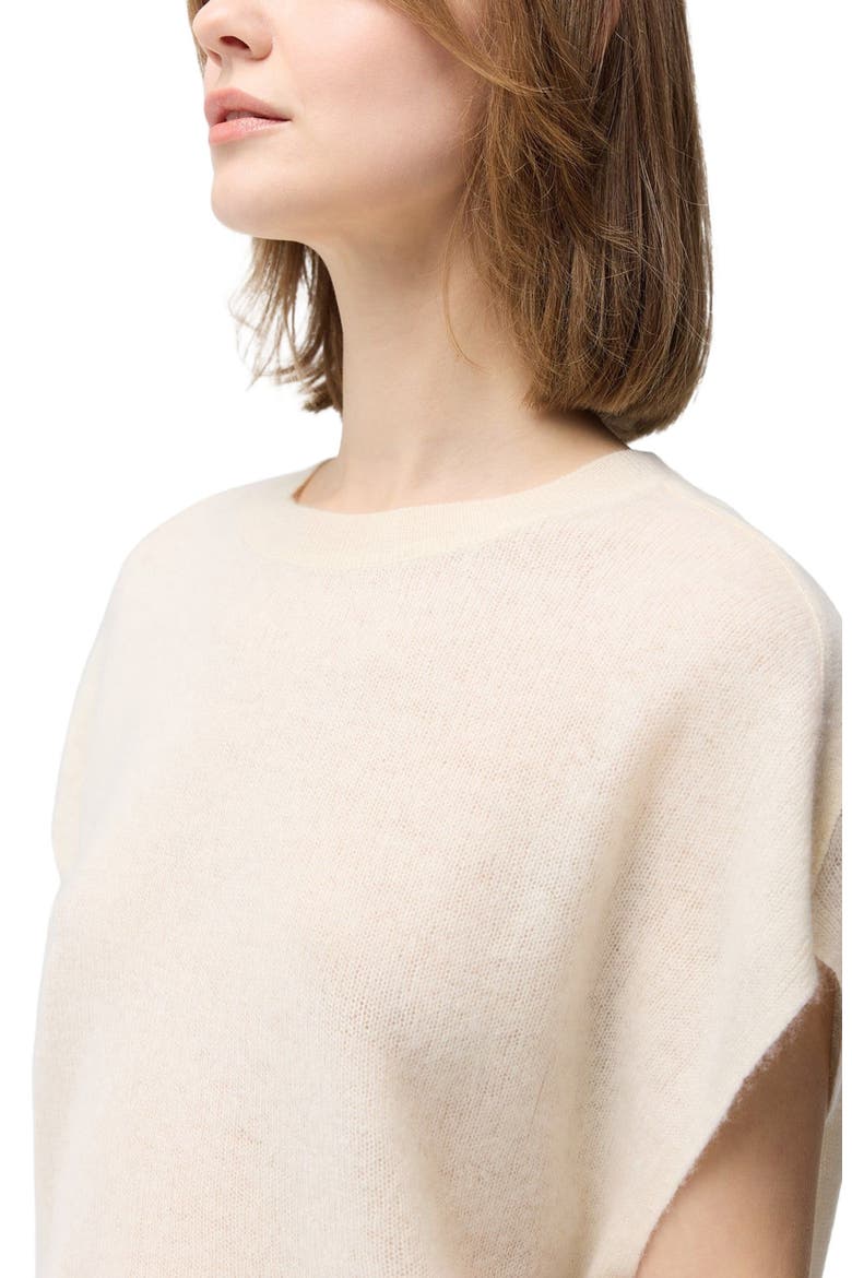 Batwing Short-Sleeved Cashmere Top, Alternate, color, off white