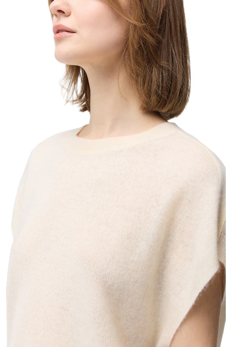 GOBI Mongolian Cashmere Batwing Short-Sleeved Cashmere Top, Alternate, color, Off White