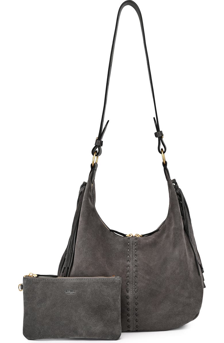 OLD TREND Hydrangea Genuine Leather Suede Heritage Shoulder Bag, Main, color, Slate