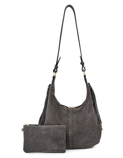 Hydrangea Genuine Leather Suede Heritage Shoulder Bag