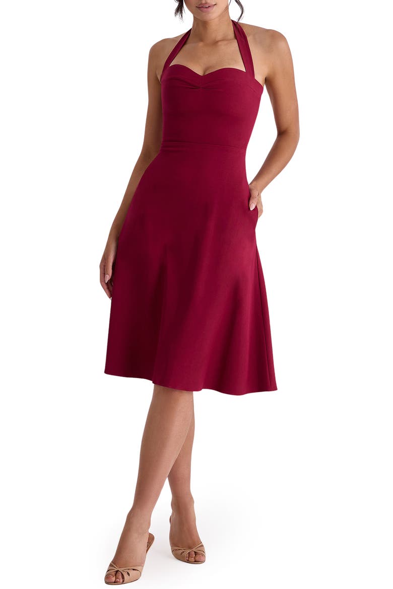 Carolla Halter Minidress, Main, color, WINE