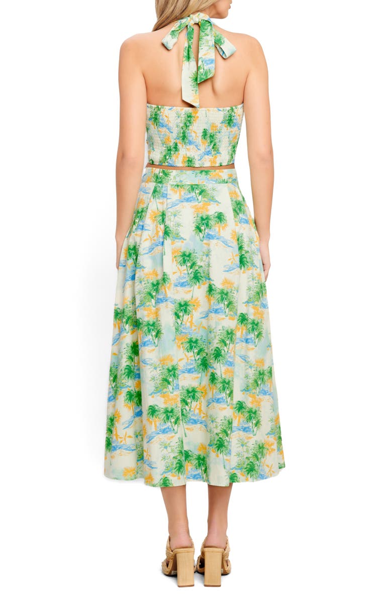 FLYING TOMATO Halter Top & Midi Skirt Set, Alternate, color, Ivory Green