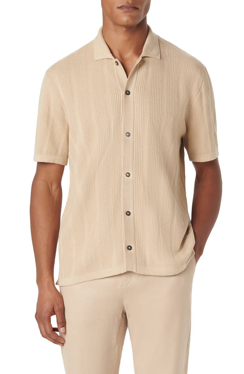 Bugatchi Rib Short Sleeve Polo Sweater, Main, color,