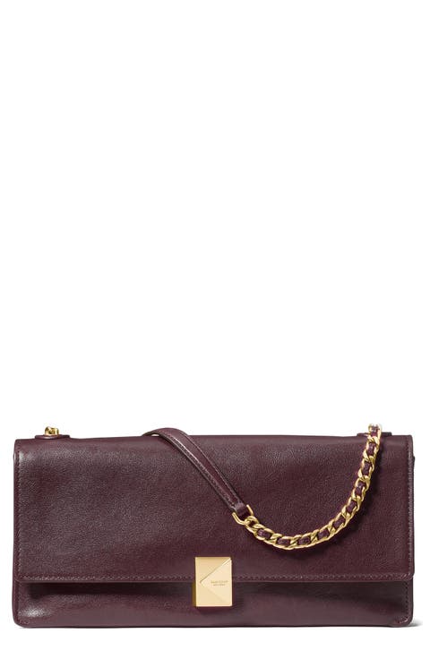 deco fine grain leather convertible chain shoulder bag