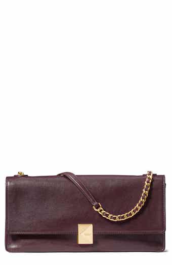 deco fine grain leather convertible chain shoulder bag
