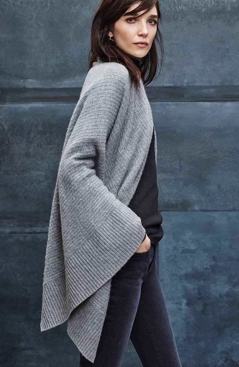 Halogen<sup>®</sup> Rib Knit Cashmere Wrap, Alternate, color,