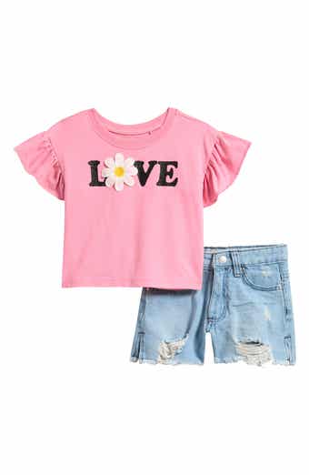 Jessica Simpson Kids' Ruffle T-Shirt & Denim Shorts Set