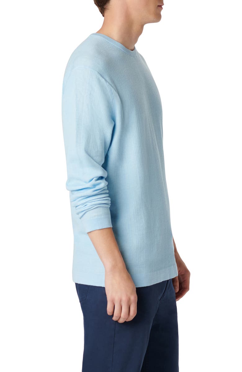 Bugatchi Cotton & Silk Crewneck Sweater, Alternate, color, Sky
