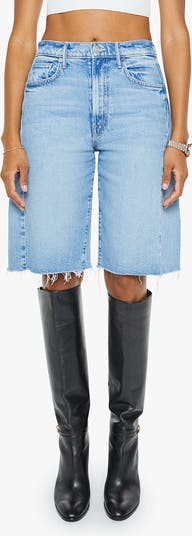 MOTHER The Half-Pipe Frayed Hem Denim Bermuda Shorts | Nordstrom
