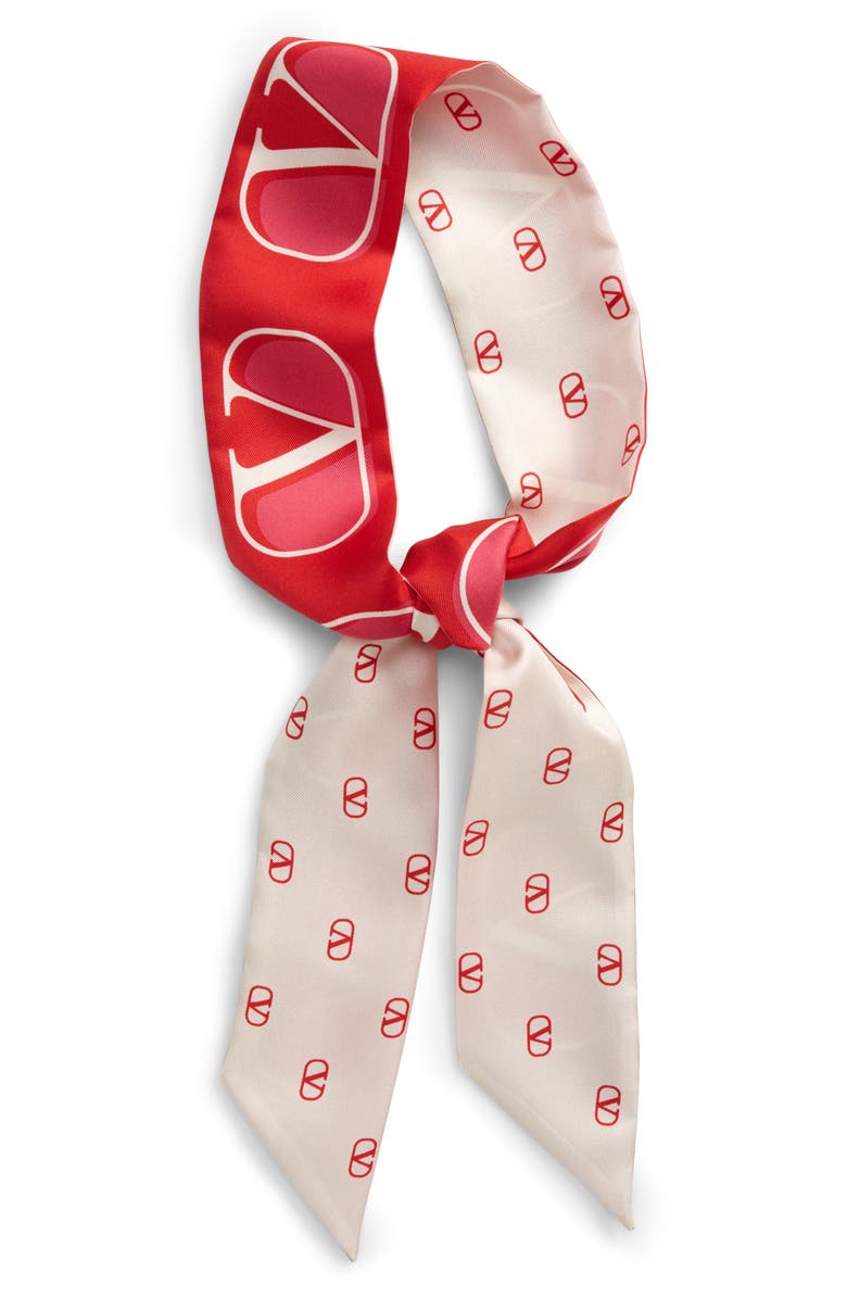Valentino Garavani Valentino Logo Print Silk Bandeau Scarf, Alternate, color, 