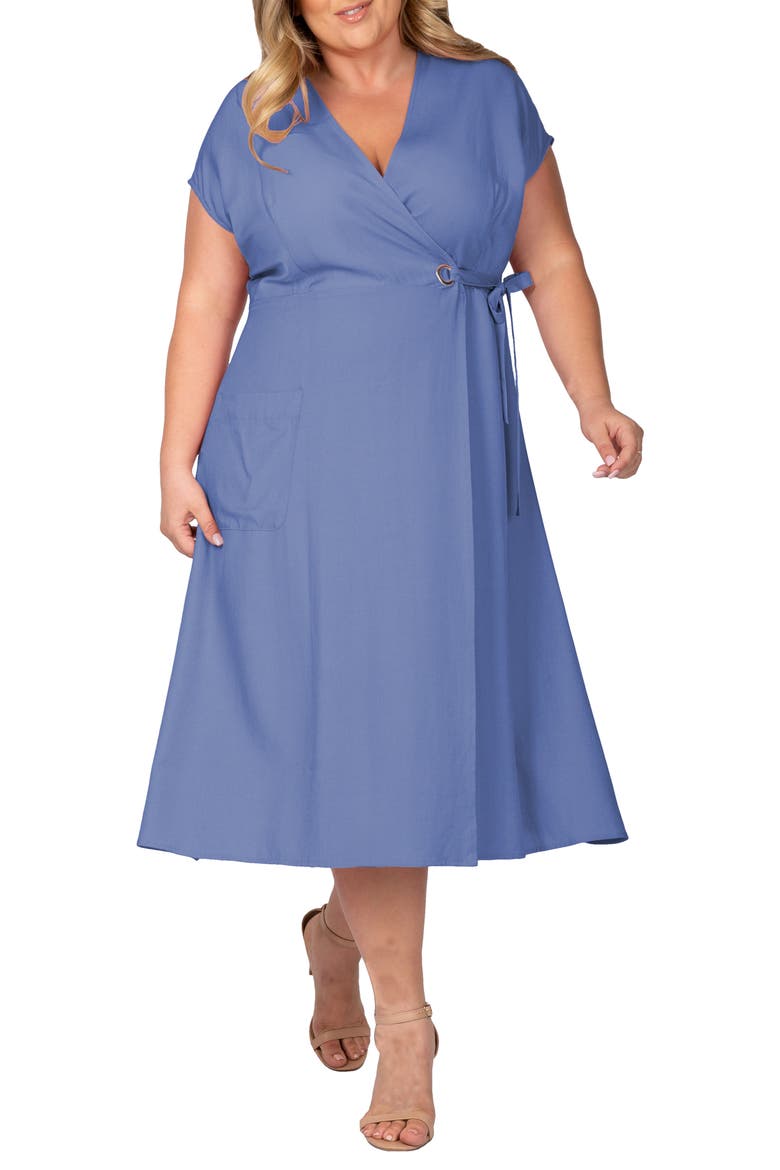 Midi Wrap Dress, Main, color, INDIGO