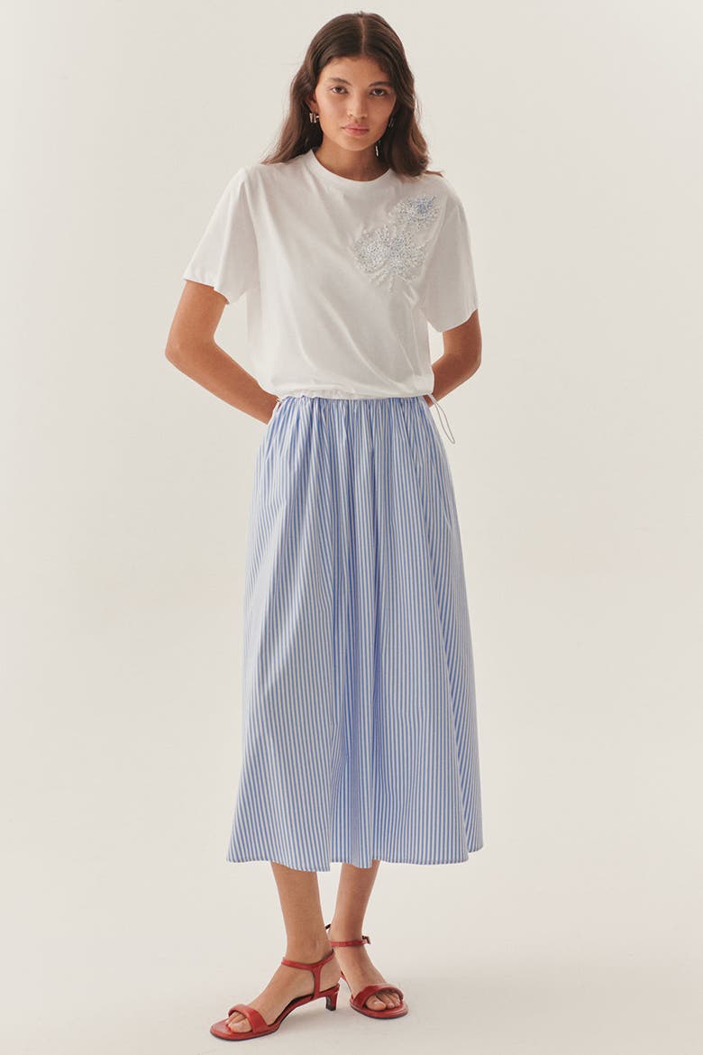 Kaylee Crew Neck Knit Midi Dress, Alternate, color, BLUE-WHITE