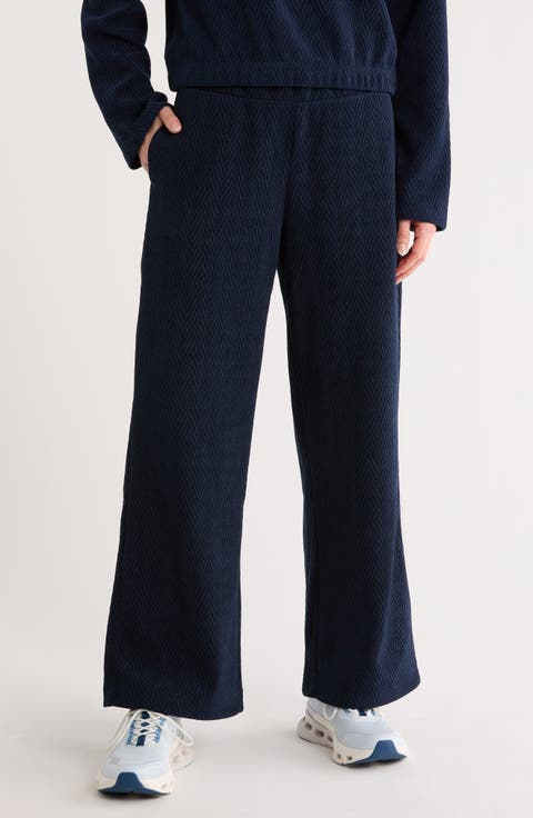Herringbone Wide Leg Pull-On Pants