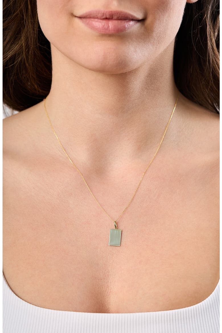 14K Gold Rectangle Dog Tag Pendant Necklace (Online Trunk Show), Alternate, color, 14K YELLOW GOLD