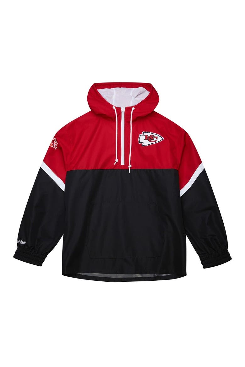 Men's Mitchell & Ness Red/Black Kansas City Chiefs Tie Breaker Vintage Logo Lightweight Anorak Half-Zip Windbreaker, Alternate, color, Red