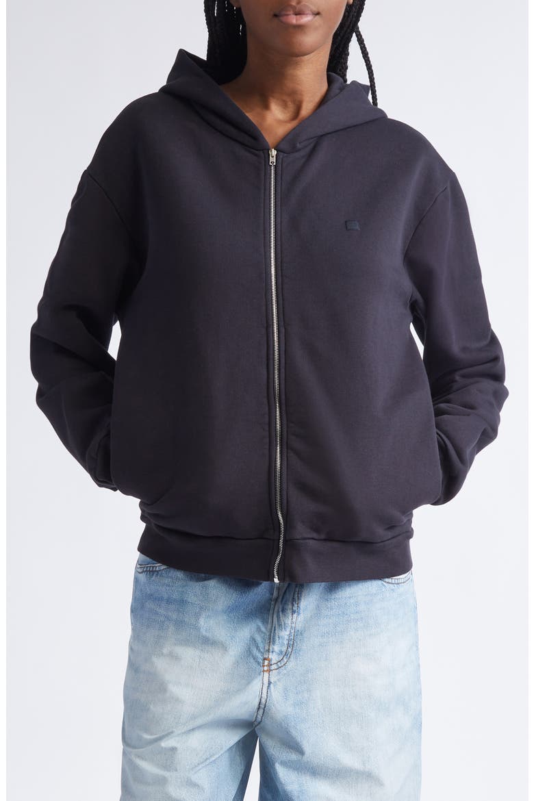 Fupiter Face Patch Fleece Zip Hoodie, Main, color, BLACK