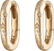 EDEN PRESLEY Starstruck 14k Gold Diamond Elongated Huggie Hoop Earrings