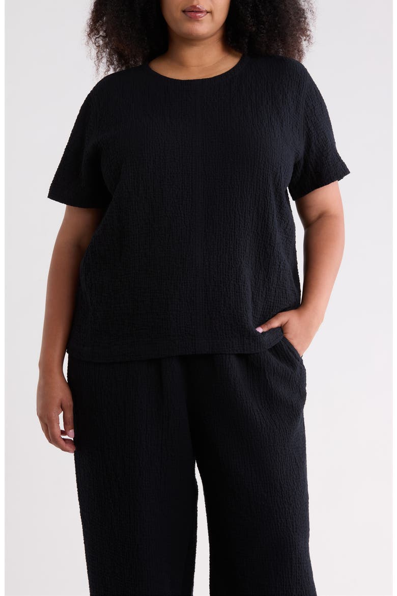 Texture Stretch Organic Cotton Top, Main, color, BLACK