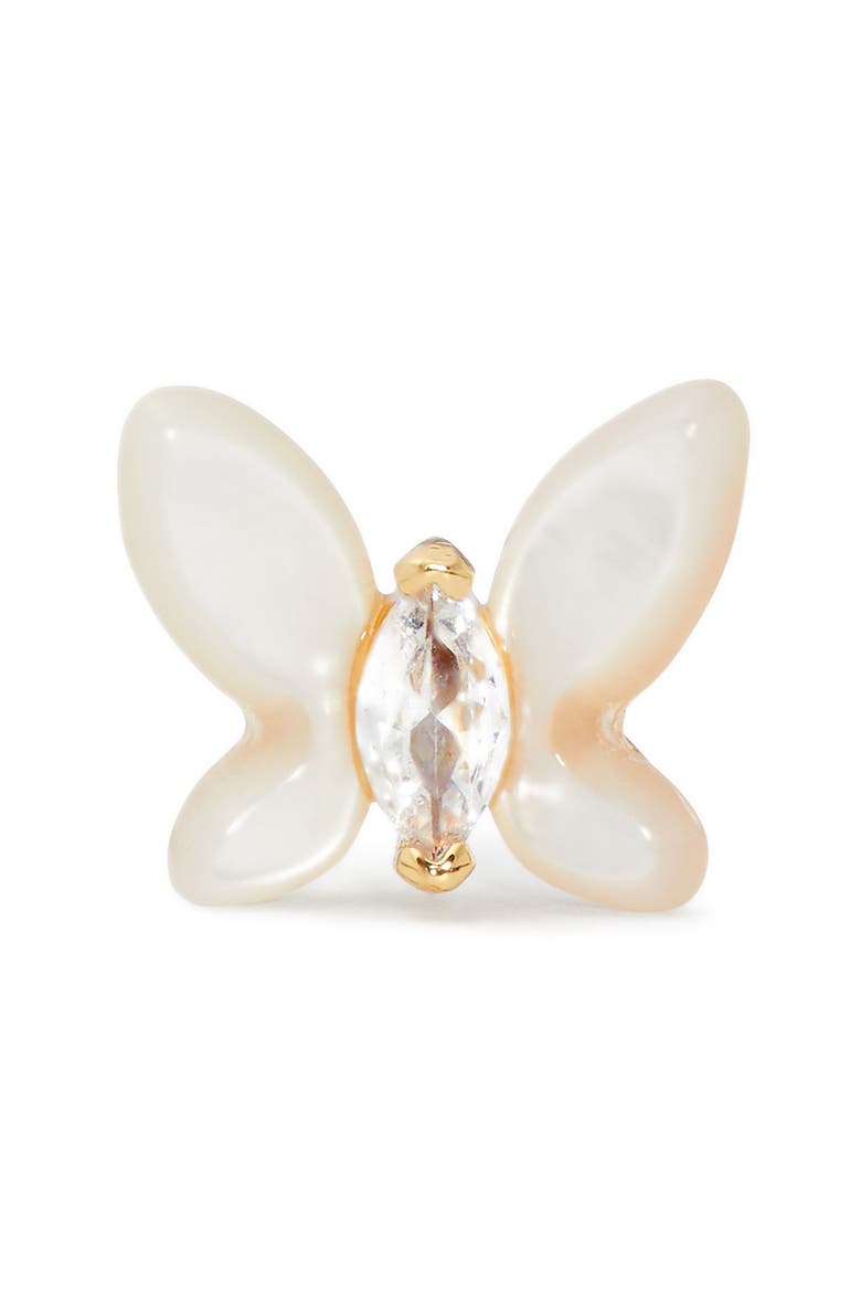 social butterfly mother-of-pearl mini stud earrings, Alternate, color, WHITE MULTI