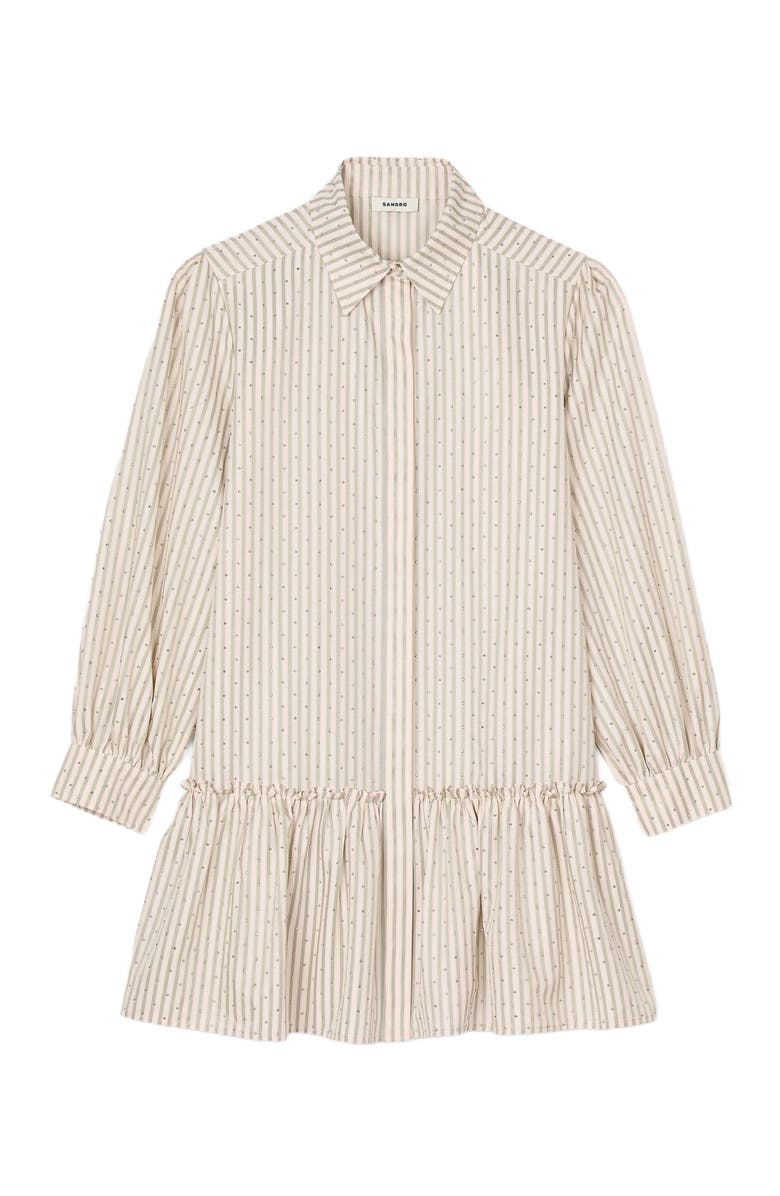 SANDRO Rhinestone striped shirt dress, Alternate, color,