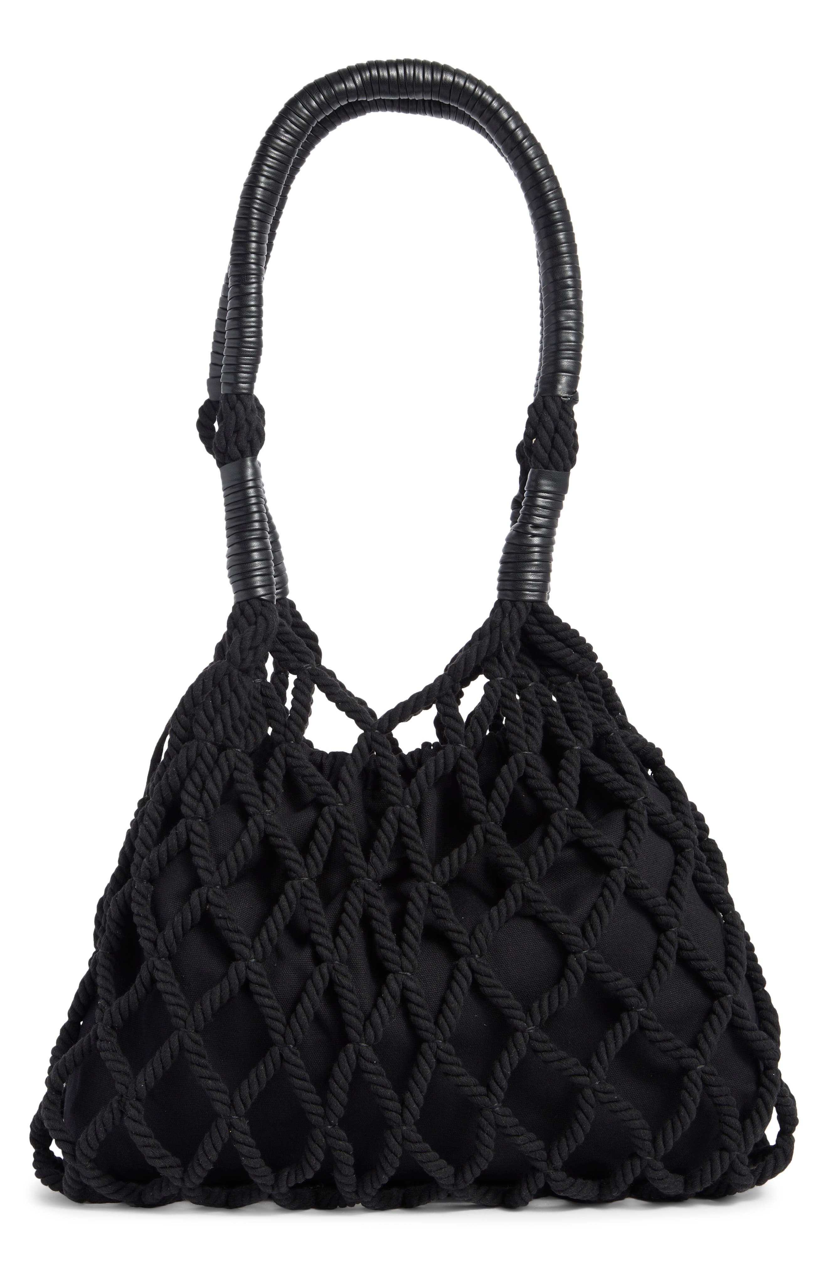 BCBG Netted Rope Tote Bag, Alternate, color, Black