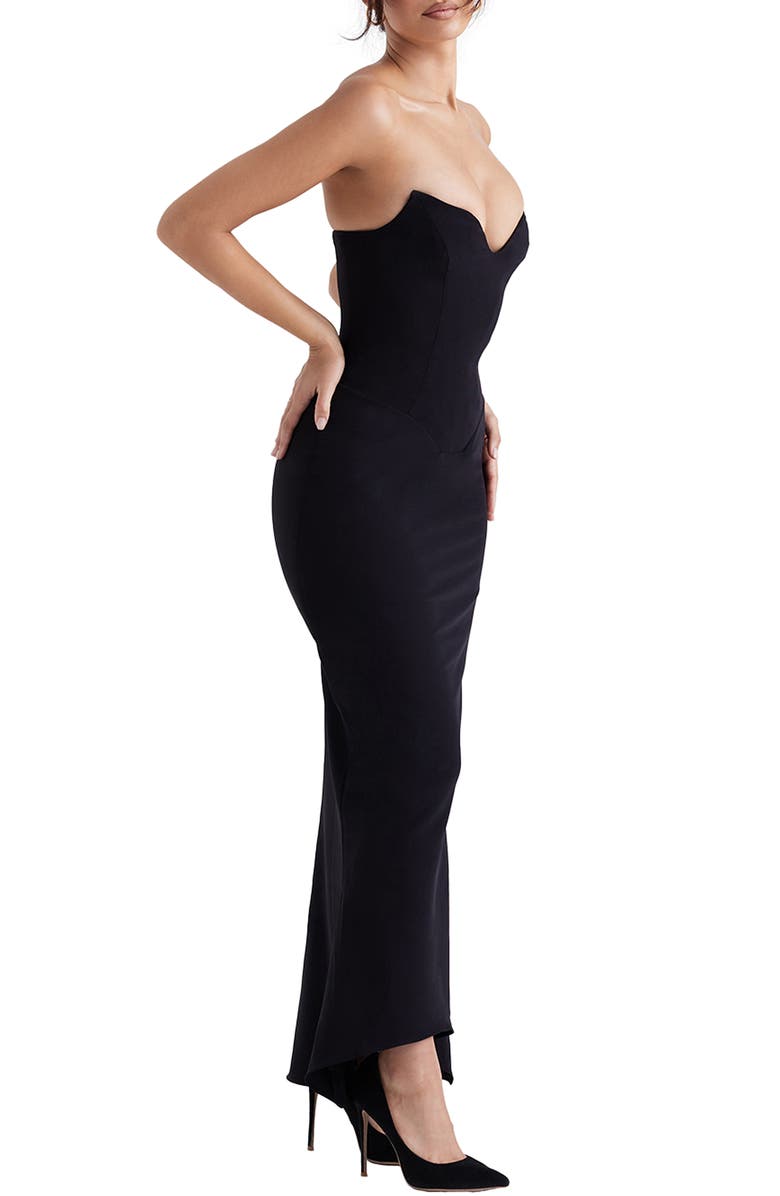 HOUSE OF CB Sabine Strapless Stretch Crepe Dress, Alternate, color, Black