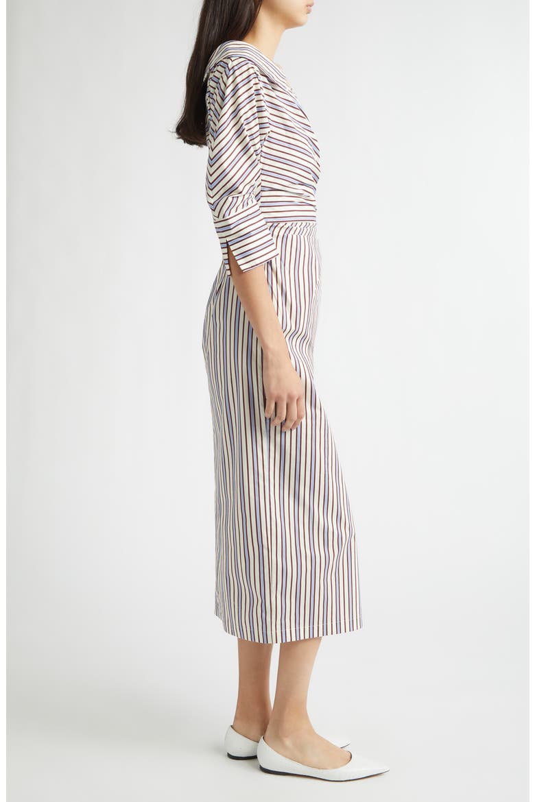 Stripe Asymmetric Cotton Shirtdress, Alternate, color, CREAM MULTI