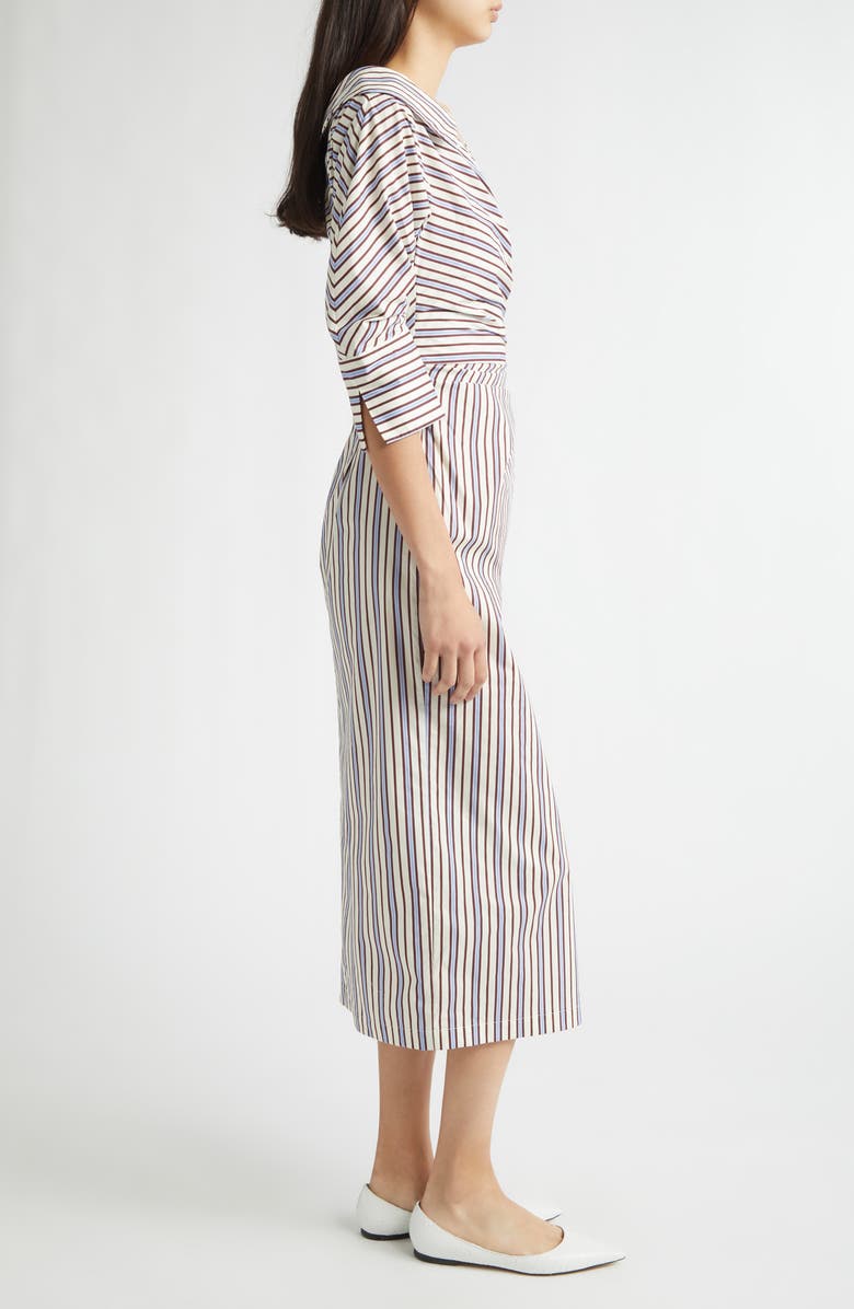 Lela Rose Stripe Asymmetric Cotton Shirtdress, Alternate, color, Cream Multi