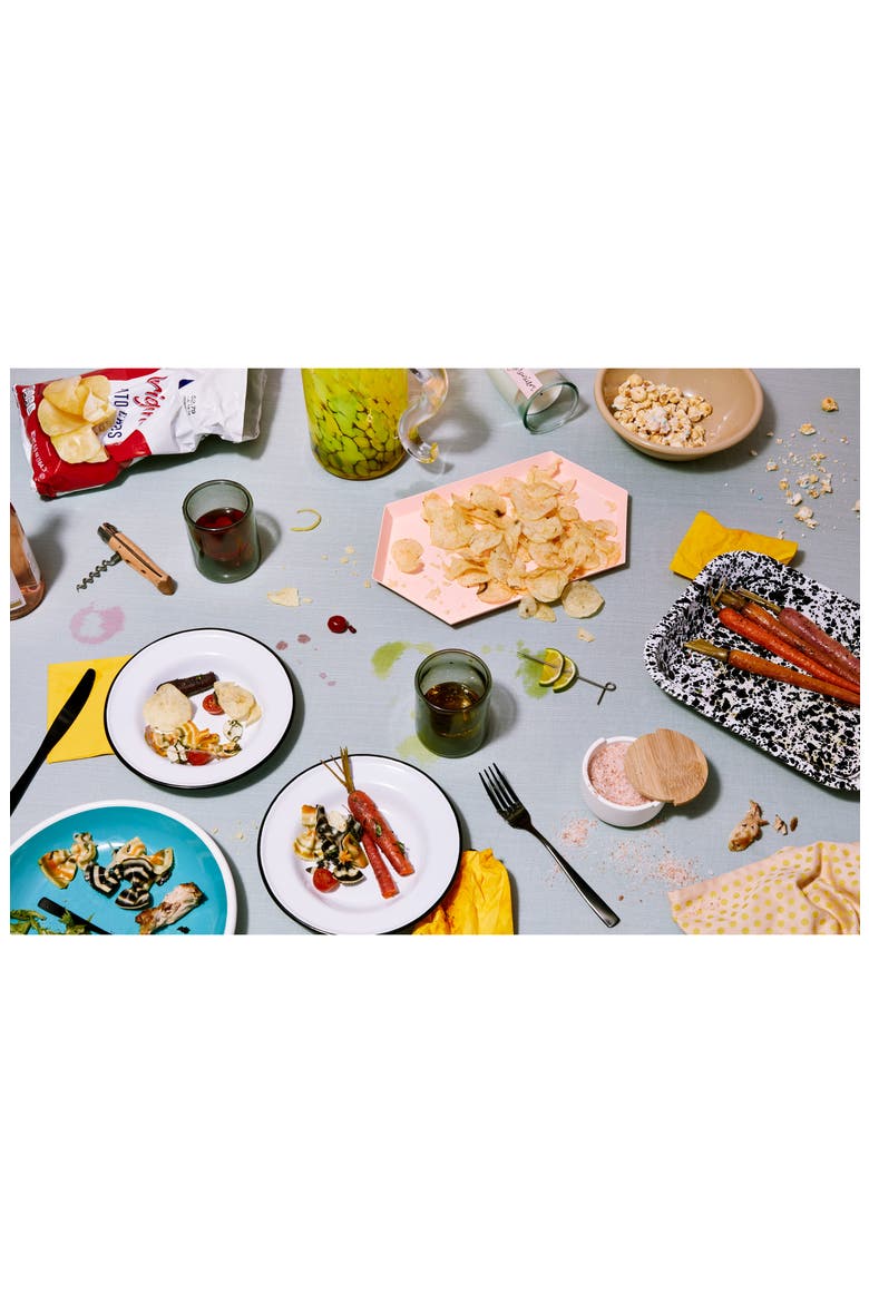 16 Piece Dinner Starter Set, Alternate, color, WHITE/ BLACK RIM