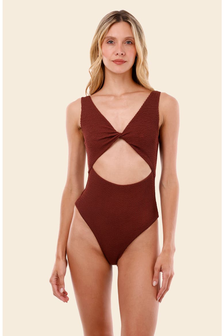 Barn Textured Wave Cutout One-Piece Swimsuit, Alternate, color, TEXTURED WAVE BARN RED