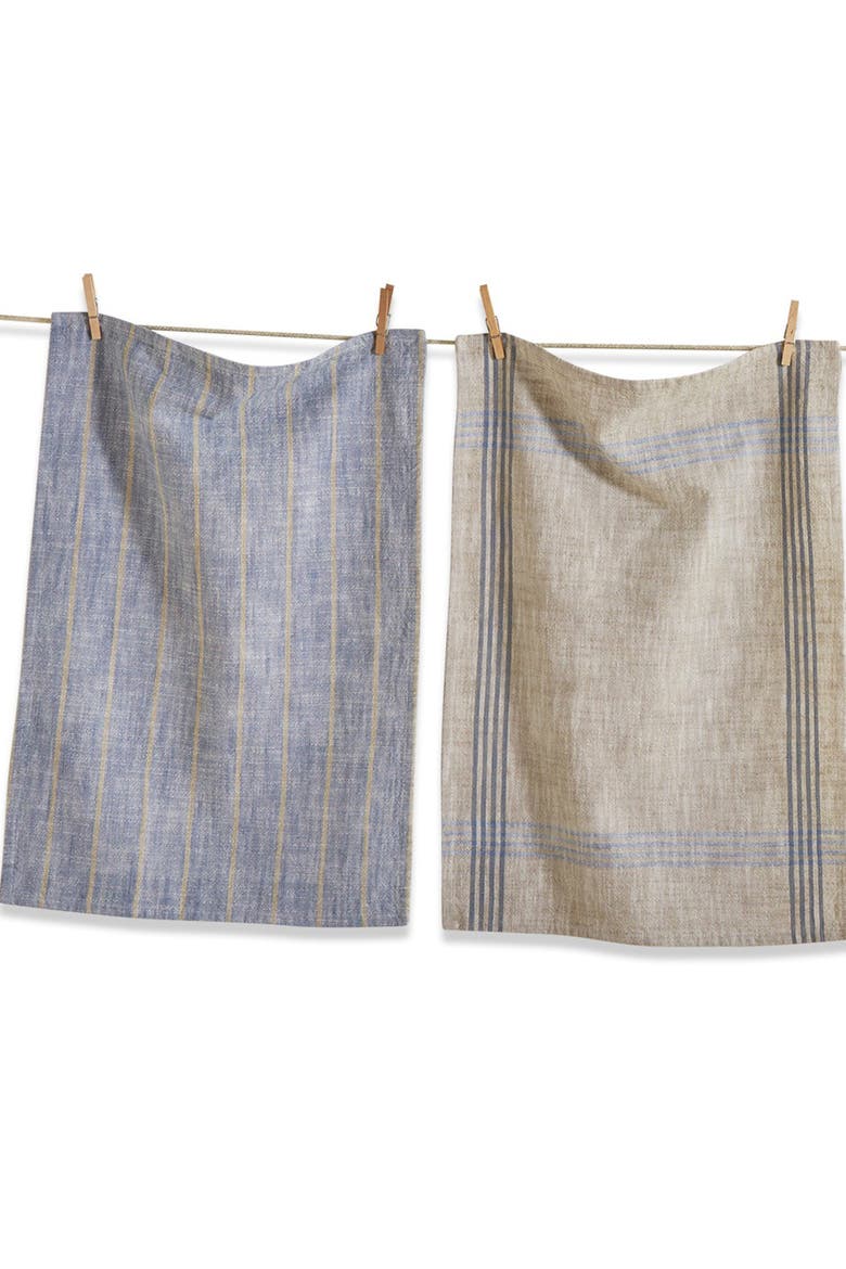 Canyon Woven Denim Blue Cotton Kitchen Dishtowels Set of 4, Alternate, color, Blue
