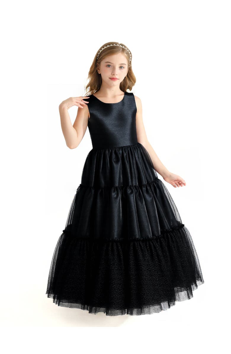 Tulleen Teola Dress, Alternate, color, Black
