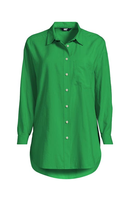 Lands' End Plus Size Cotton Voile Billowy Oversized Shirt In Vibrant Clover