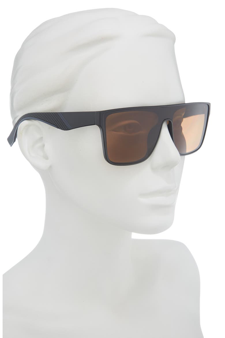 Flat Top Shield Sunglasses, Alternate, color, BLACK BLUE