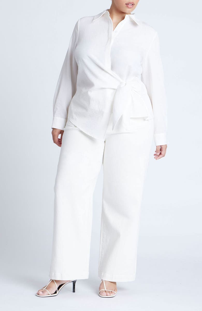 ELOQUII Side Tie Wrap Shirt, Alternate, color, 