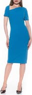 Alexia Admor Skylar Asymmetric Neck Short Sleeve Midi Dress