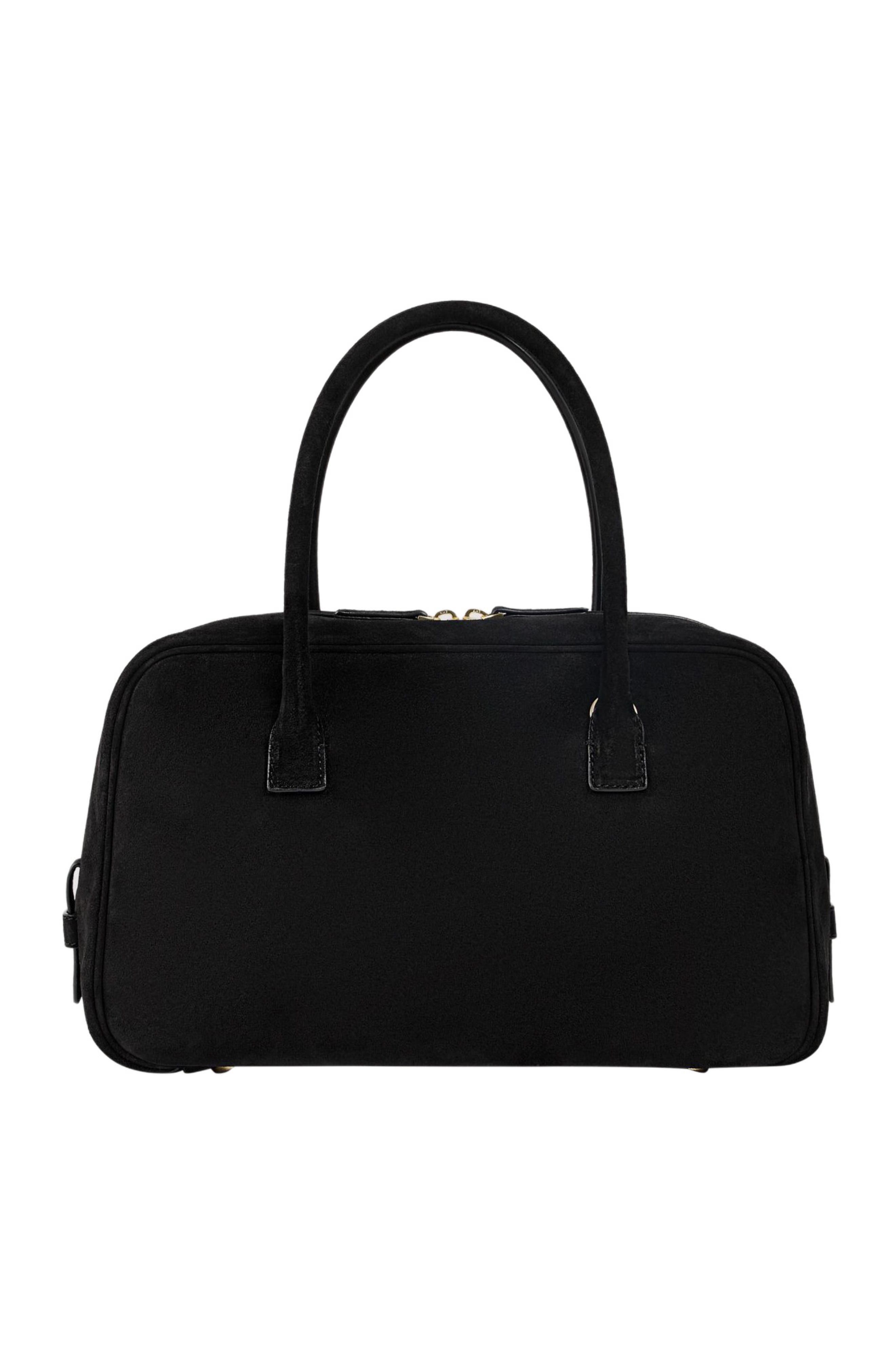 SANDRO Ezmeh suede bag, Alternate, color, Black
