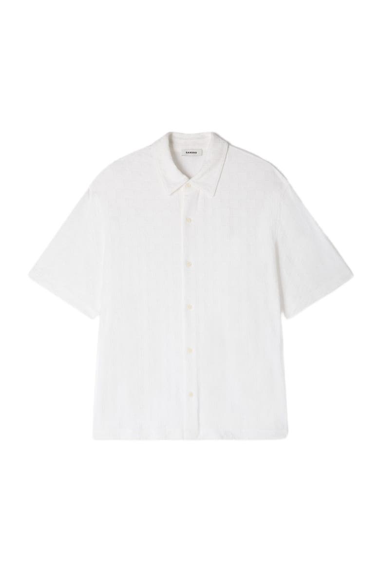 Square Cross cotton jacquard shirt, Alternate, color, White