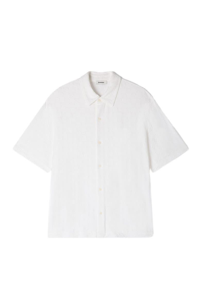SANDRO Square Cross cotton jacquard shirt, Alternate, color, White