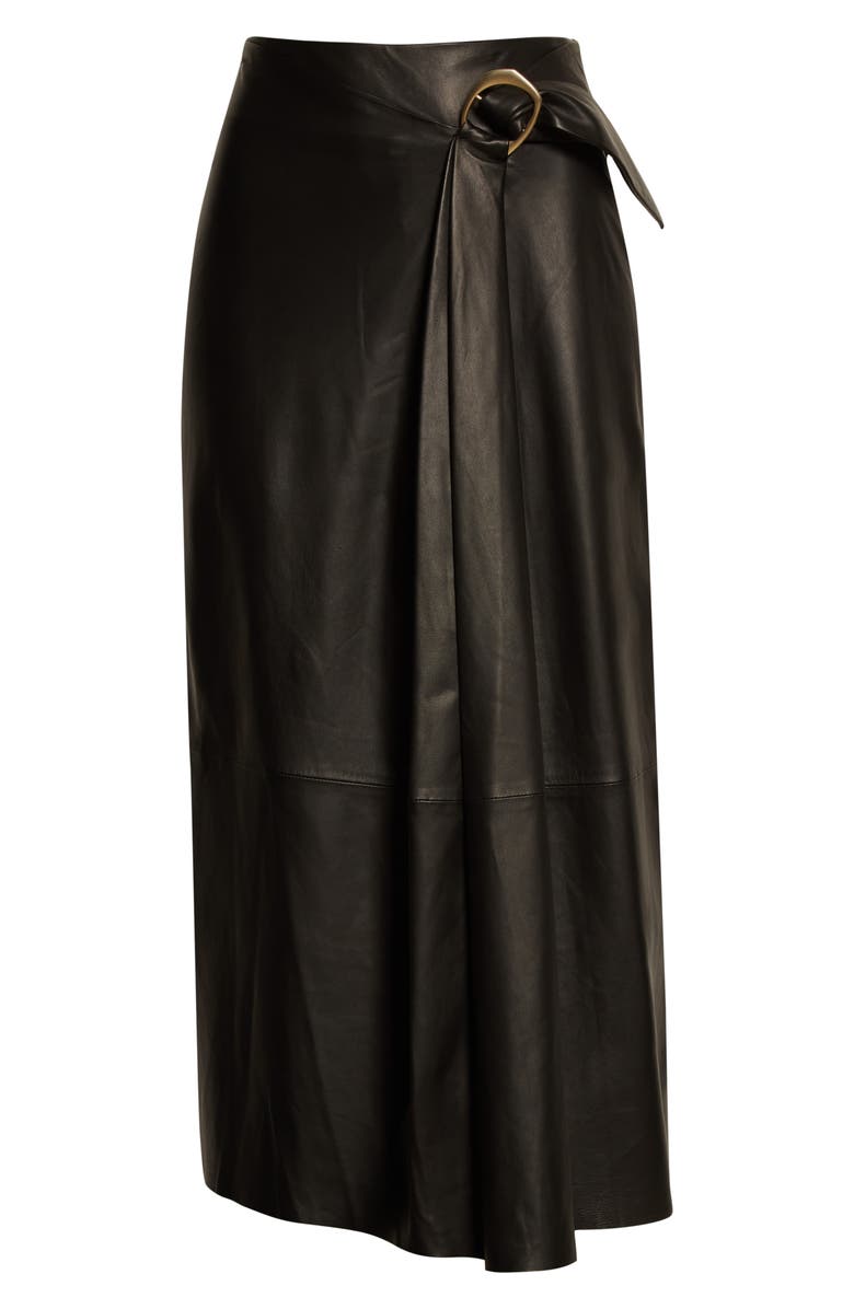Vince Wavy Buckle Leather Midi Skirt, Alternate, color,