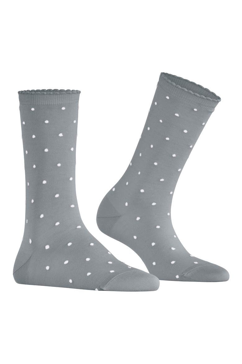 Spike Polka Dot Crew Socks, Main, color, SILVER