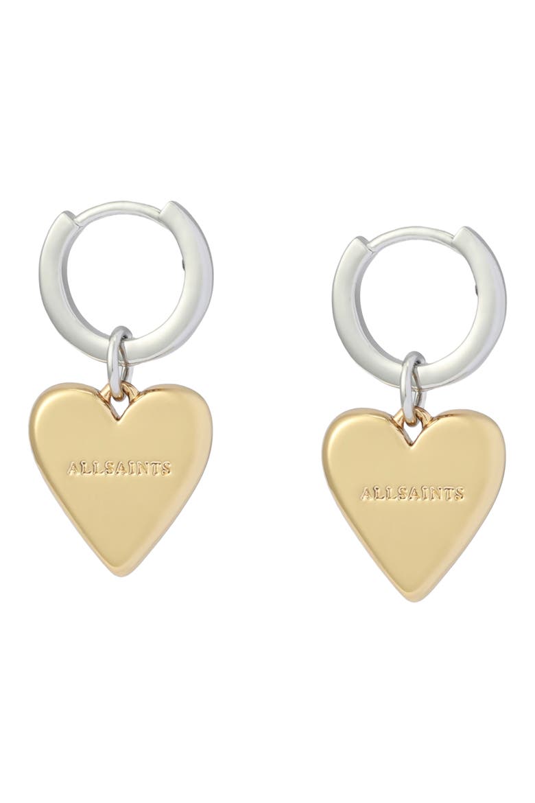 Heart Drop Huggie Hoop Earrings, Alternate, color, TWO TONE SHINY